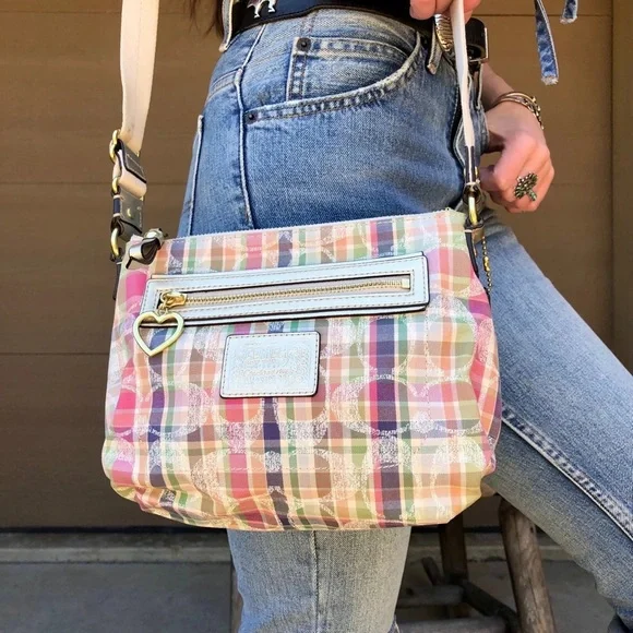 Coach | Bags | Coach Poppy Daisy Madras Plaid Crossbody Bag
